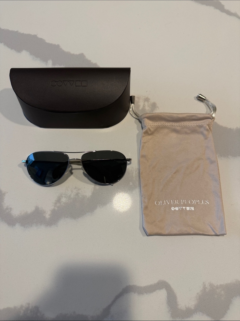 Oliver Peoples Benedict 59MM Silver Aviator Sunglasses